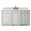 James Martin Vanities Bristol 60in Single Vanity, Bright White w/ 3 CM Eternal Marfil Quartz Top 157-V60S-BW-3EMR